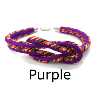 組み紐　くみひも　ブレスレット　ギフト　腕輪　マグネット(紫)の画像