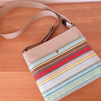 ストライプとバイオウオッシュ加工帆布のショルダーバッグ②