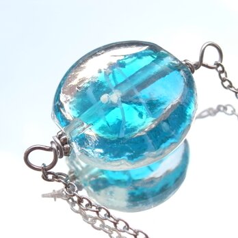 ネックレス　ラムネ瓶の様なシュワシュワなガラスビーズの画像