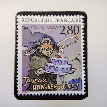 フランス　漫画切手ブローチ　4699の画像