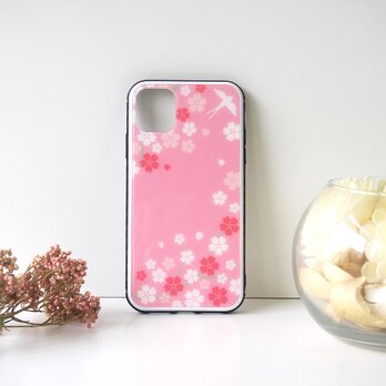 ＜iPhone＞強化ガラススマホケース【桜とツバメ】の画像