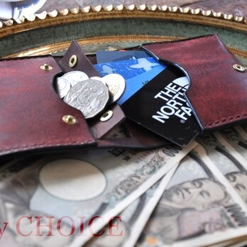 イタリアンレザー・革新のプエブロ・コンパクト２つ折り財布（コッチネラ×ショコラ）の画像