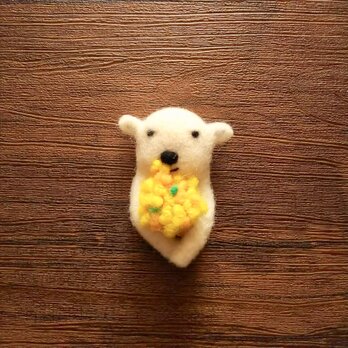 【受注制作】ミモザの花束とスティーブのブローチ