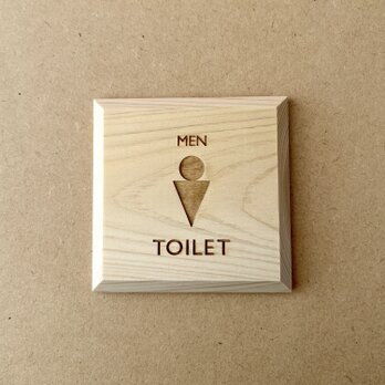 KATOMOKU 木プレート TOILET MEN mp-4 サインプレート 木製 男性用トイレの画像