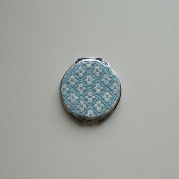 こぎん刺しのコンパクトミラー（あじさい色）