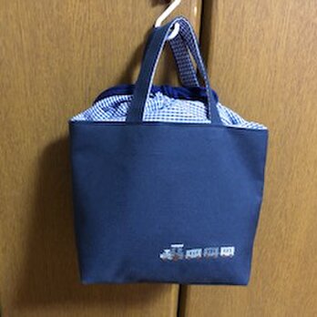 トートバッグ★クロスステッチ刺繍：電車／＊お受験・入園入学・通園通学＊／の画像