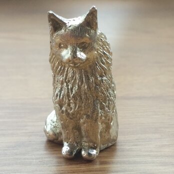 【送料無料】ノルウェージャンフォレストキャット　猫　彫刻調　置物　金属製　動物シリーズ＃2の画像