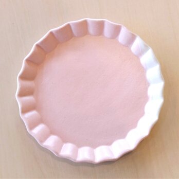 波型リムのケーキ皿（桜色）の画像