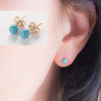 ターコイズのシンプルひとつぶピアス