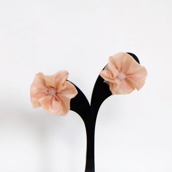 桜染め＆天然石ローズクォーツのイヤリング　の画像