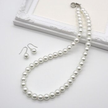 パールアクセサリーセット①　２点セット【ネックレス・ピアス／イヤリング】