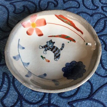 再出品・シマシマ猫の五寸深皿の画像