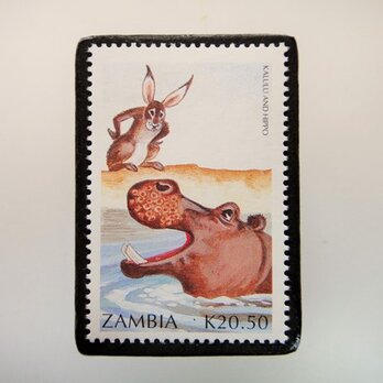 ザンビア　イソップ童話切手ブローチ4785の画像