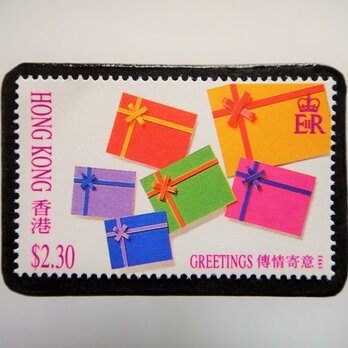 香港　切手ブローチ 4795の画像
