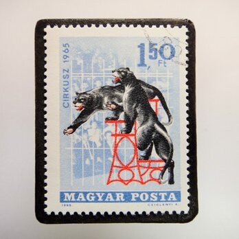 ハンガリー　サーカス切手ブローチ4820の画像