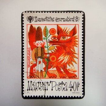 ハンガリー　童話切手ブローチ4835の画像