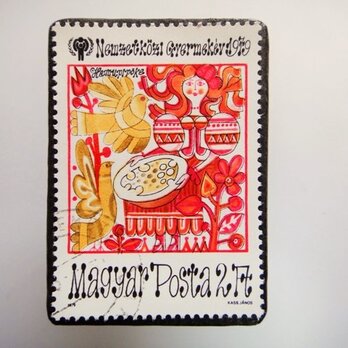 ハンガリー　童話切手ブローチ4839の画像