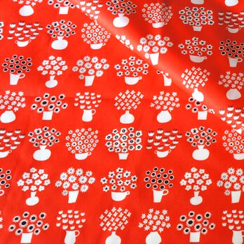 【138×98cm】サテン生地（オーガニックコットン）flower base - small（red）の画像