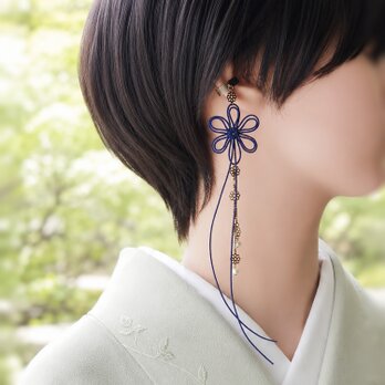 飾り結びかたっぽイヤーカフ「ひとあしこつり・透」【軽量和風アクセ】
