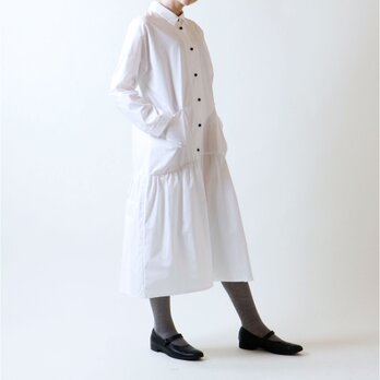 ハイカウントコットン・コート・ワンピース/ホワイト