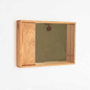 木製 箱鏡 桜材12　ミラーの画像
