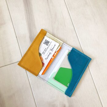 クール&ポップ カードケース 本革 迷彩柄 メロングリーン 名刺入れ パスケースの画像