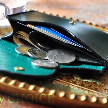 イタリアンレザー・帝王ブッテーロ・ミニマム財布（グリーン）の画像