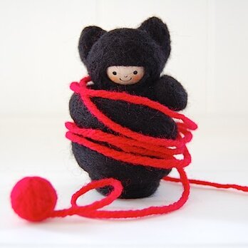 ◉黒猫のしっぽ♪ぐるぐる巻き◉指人形・hand puppet［５３］の画像