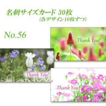No.56　可愛い草花たち　  名刺サイズサンキューカード  30枚の画像