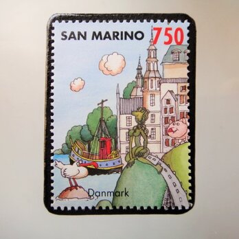 サンマリノ　世界の都市（デンマーク）切手ブローチ　4877の画像