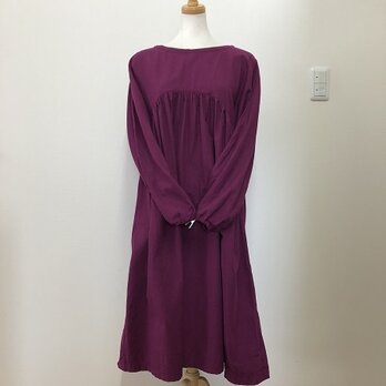 ギャザーたっぷり割烹着風ワンピースM～L