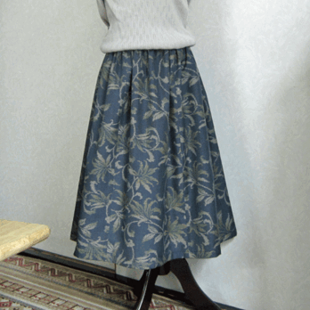 着物リメイク♪十日市紬のシンプルスカート（裏地付き）の画像