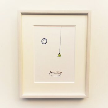 原画「眠り猫」線画/イラスト　※木製額縁入り　【特集掲載作品】