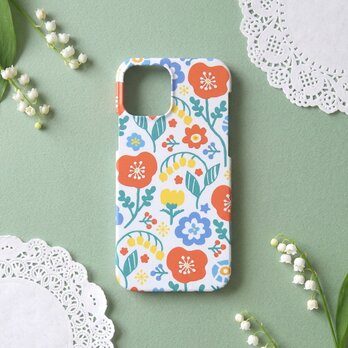 iPhoneプラケース【Flowers／白】