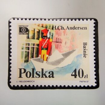 ポーランド　童話切手ブローチ　4898の画像