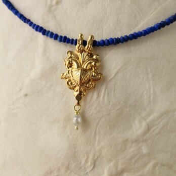 K18 Lapis lazuli ・Gold parts Pendant Necklaceの画像