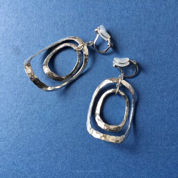 maruu様ご注文 シルバー打ち出しイヤリング 変形二重だ円