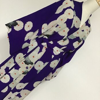 0303    着物リメイク    フリーサイズ    ローブ    錦紗    菊模様