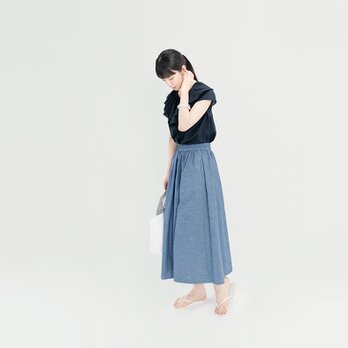 岡山デニム きれいな水色 ロングスカート シャンブレー ●LICO●の画像