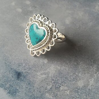 ★Sold Out【一点物】Heart Turquoise Ringの画像