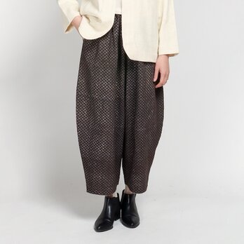 鉄染オーガニックコットンブロックプリントワイドトラウザー ジグザグ