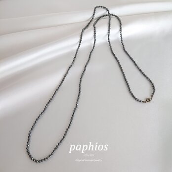 【受注制作】hematite longnecklace / 3ｍｍオールノット 100cmの画像