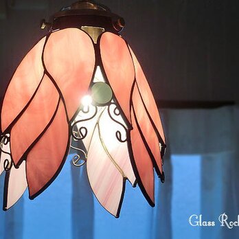 天使のピンクらんぷ  ステンドグラス 照明 ランプ ペンダントの画像