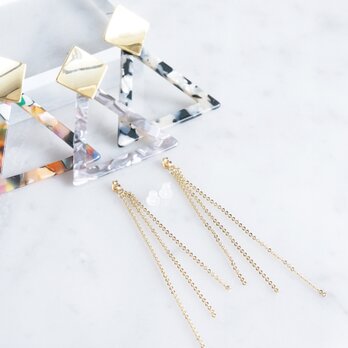 【Marble】2-Way Gold Stud Earrings,Triangle-006-の画像