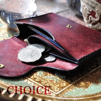 イタリアンレザー・革新のプエブロ・ミニマム財布（コッチネラ×ネイビー）の画像