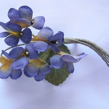青紫×黄色のスミレコサージュの画像