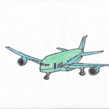 A4ポスター　　グリーンジェット機の画像