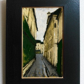 風景画　パリ　油絵「モンマルトルの裏通り」の画像