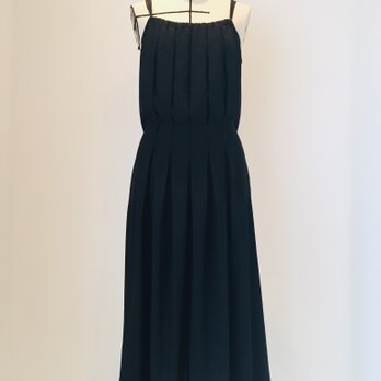 コットンシルクプリーツワンピース(ブラック)