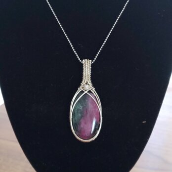 silver950 ルビーインゾイサイト ワイヤーアートペンダントトップ☆